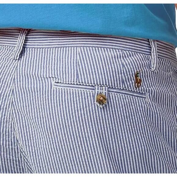 NWT POLO Ralph Lauren Men's 9" Striped Classic Fit Shorts Size 52 B Blue / White - Picture 3 of 9
